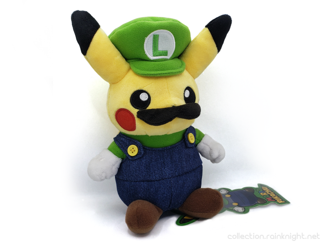 TAKARA TOMY / The Pokemon Company – Pokémon Center Mario x Pikachu Collaboration – Pikachu as Luigi Plush